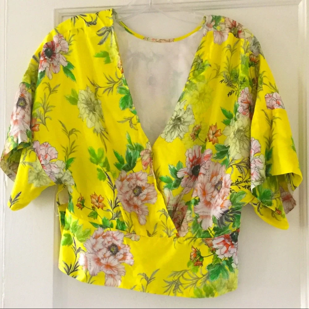 Anthropologie Marika Silk Blend Floral Blouse Dopamine